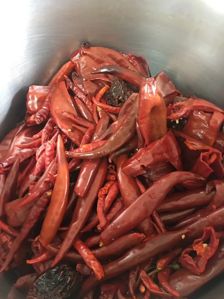 Getting Chiles Ready for Tamales